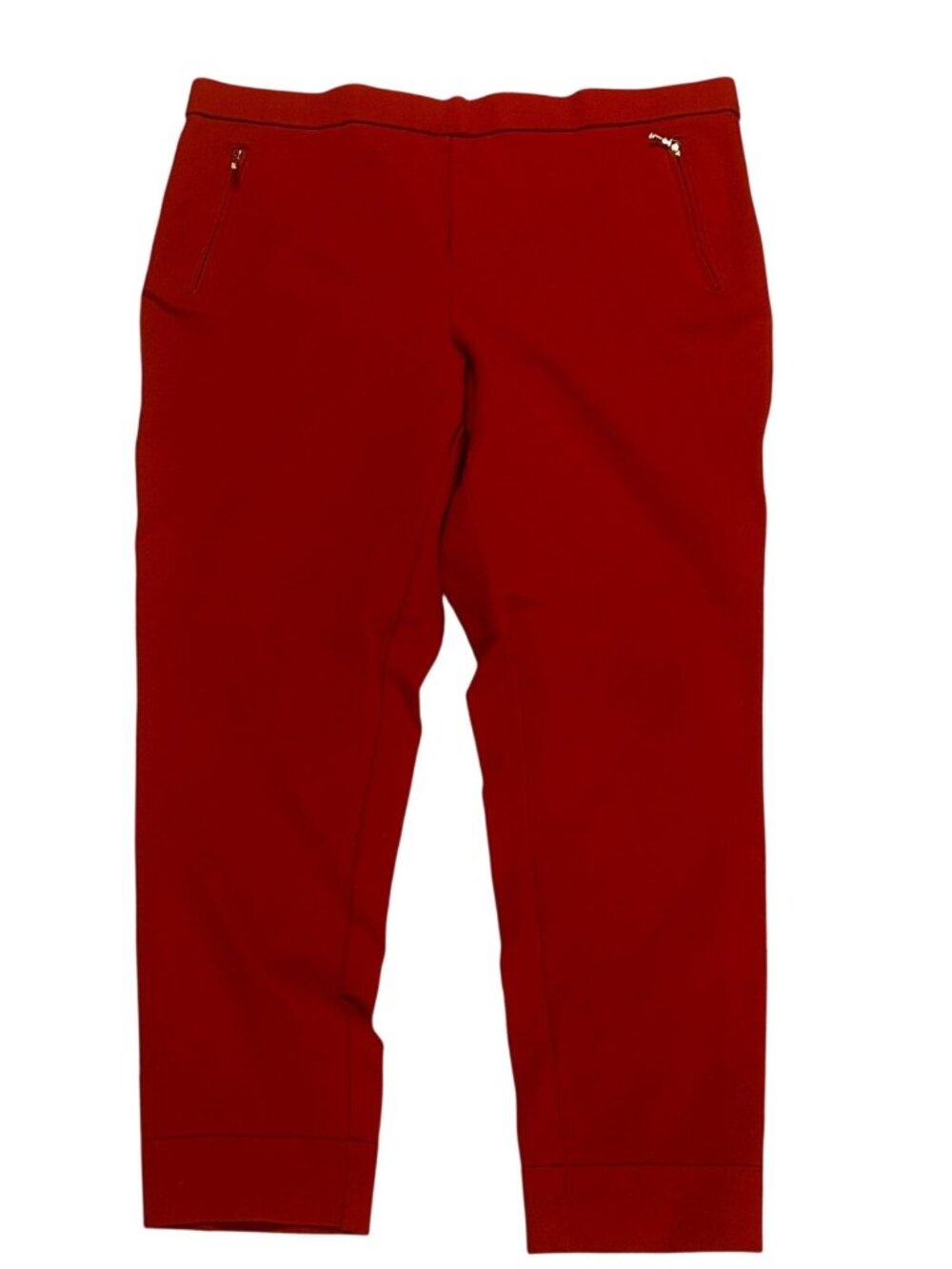 Ivanka Trump Size 14 Pull On Slim-Fit Crop Pants Zip Pockets Womens Red